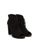 Incaltaminte Femei CheapChic Sassy Strut Lace-up Faux Suede Booties Black