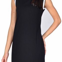 Rochie casual neagra dreapta fara maneci 16006N