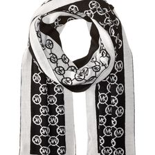 Michael Kors Jet Set Logo Border Scarf Black/Cream