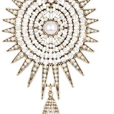 Natasha Accessories Large Synthetic Pearl Starburst Pendant Necklace ANTIQUE GOLD-CRYSTAL
