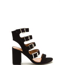 Incaltaminte Femei CheapChic Gimme Five Faux Nubuck Chunky Heels Black