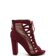 Incaltaminte Femei CheapChic Pencil You In Lace-up Caged Heels Burgundy
