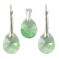 Set argint peridot 925, cu Swarovski Elements, MiniPear, 12 mm