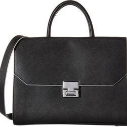 Ivanka Trump Hopewell Satchel Black Cross Grain Leather