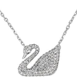 Swarovski Crystal Swan Pendant Necklace - Silver N/A