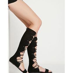 Incaltaminte Femei Forever21 Scalloped Lace-Up Sandals Black