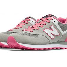 Incaltaminte Femei New Balance 574 New Balance Light Grey with Pink Glo White