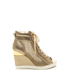 Incaltaminte Femei CheapChic Real Mvp Metallic Wedge Sneakers Gold