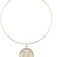 Alex and Ani Sterling Silver Initial U Charm Wire Bangle RUSSIAN SILVER