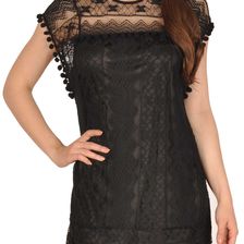 Rochie neagra scurta cu broderie 1303 