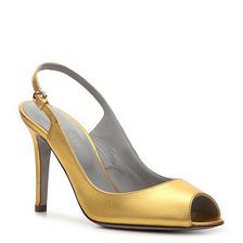 Incaltaminte Femei Sergio Rossi Metallic Leather Slingback Pump Gold