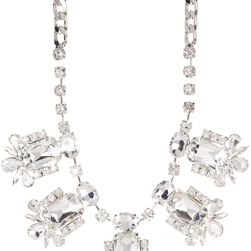 Natasha Accessories 5 Station Crystal Necklace SILVER