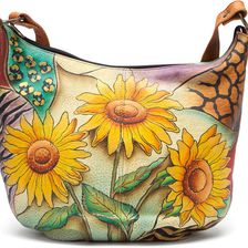 Anuschka Handbags Medium Bucket Hobo Sunflower Safari