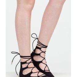 Incaltaminte Femei CheapChic Style Royale Faux Suede Lace-up Flats Black