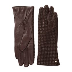 Cole Haan Braided Back Leather Glove Mahogany