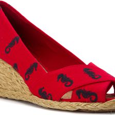 Ralph Lauren Cecilia RL Bright Red Canvas Embossed Critters