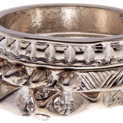 Free Press Pyramid Spiked Ring Set RHODIUM