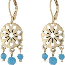 The Sak 3 Bead Disc Drop Earrings Blue