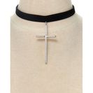 Bijuterii Femei Forever21 Cross Pendant Choker Silverblack