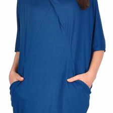 Rochie casual bleu lejera cu buzunare 53584BL 