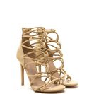 Incaltaminte Femei CheapChic Little Loopholes Caged Faux Suede Heels Nude