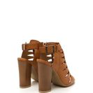Incaltaminte Femei CheapChic Lined Up Faux Leather Chunky Heels Tan