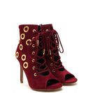 Incaltaminte Femei CheapChic Hole Heart Embellished Lace-up Booties Wine