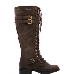 Incaltaminte Femei CheapChic Double Buckle Faux Leather Boots Brown