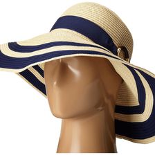 Ralph Lauren Paper Straw Bright & Natural Sun Hat Natural/Capri Navy