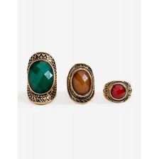 Bijuterii Femei CheapChic Boho Stone Accent 3pc Ring Set Multi-Dark