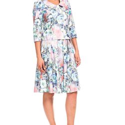Fusta roz, midi, cu pliseuri, cu imprimeu floral, Depot 96