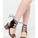 Incaltaminte Femei CheapChic Trading Laces Leopard Block Heels Leopardblack