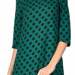 Rochie tunica casual verde cu buline negre R85V