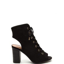 Incaltaminte Femei CheapChic Take A Peep-toe Chunky Faux Suede Heels Black