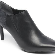 Rockport Total Motion 75MM Pointy Toe Shootie Black Burnished Calf/Snake Embossed