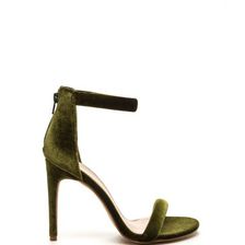 Incaltaminte Femei CheapChic Velvet Allure Ankle Strap Heels Olive