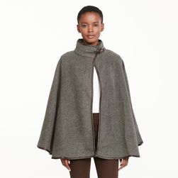 Ralph Lauren Faux Leather&#8211;Trim Swing Cape Charcoal/Coffee