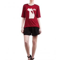 Tricou femei, marsala, Swallow Cat Top, Amelie Suri