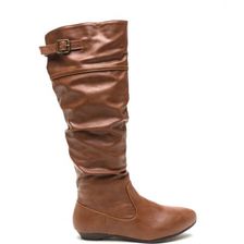 Incaltaminte Femei CheapChic Strap \'em Up Slouchy Knee-high Boots Chestnut