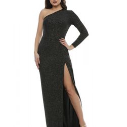 Rochie neagra, lunga, din lycra cu fir auriu, Emily G