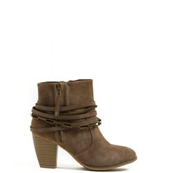 Incaltaminte Femei CheapChic Mixed Chains Faux Leather Booties Tan