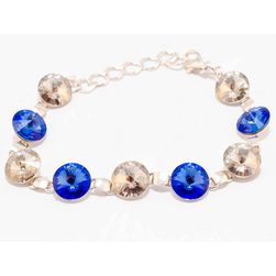 Bratara Argint 925 cu Swarovski Elements, Sapphire - Silver Shade, 10 mm