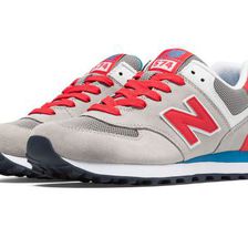 Incaltaminte Femei New Balance 574 New Balance Light Grey with Red Blue