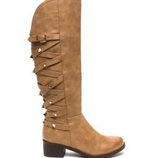 Incaltaminte Femei CheapChic Stud Your Stuff Faux Leather Boots Beige