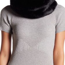 Accesorii Femei 14th Union Short Pile Faux Fur Snood Scarf BLACK