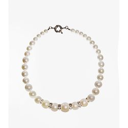 Colier alb cu perle de Mallorca si strasuri, Danessa