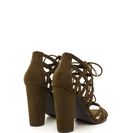 Incaltaminte Femei CheapChic Web Design Chunky Lace-up Heels Olive