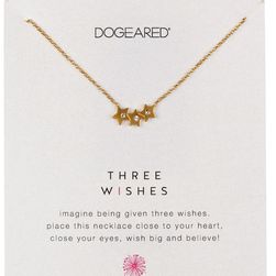 Dogeared 14K Gold Plated Sterling Silver Swarovski Crystal Three Wishes Necklace GOLD