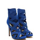 Incaltaminte Femei CheapChic Night Life Caged Faux Suede Heels Blue