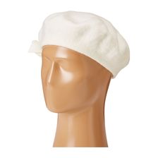 San Diego Hat Company SDH0515 Wool Beret with Self Flowers Ivory